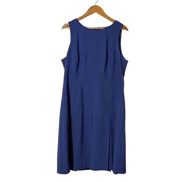 J.Crew Black Label Navy Cashmere Dress Tollegno A-Line Minimalist Size 16 - Picture 1 of 10